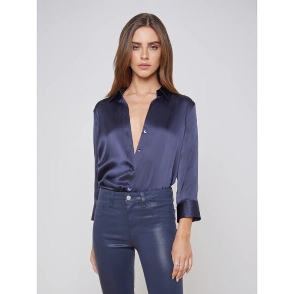 MSRP $345 L'AGENCE Dani 100 % Silk BLOUSE - Picture 1 of 5